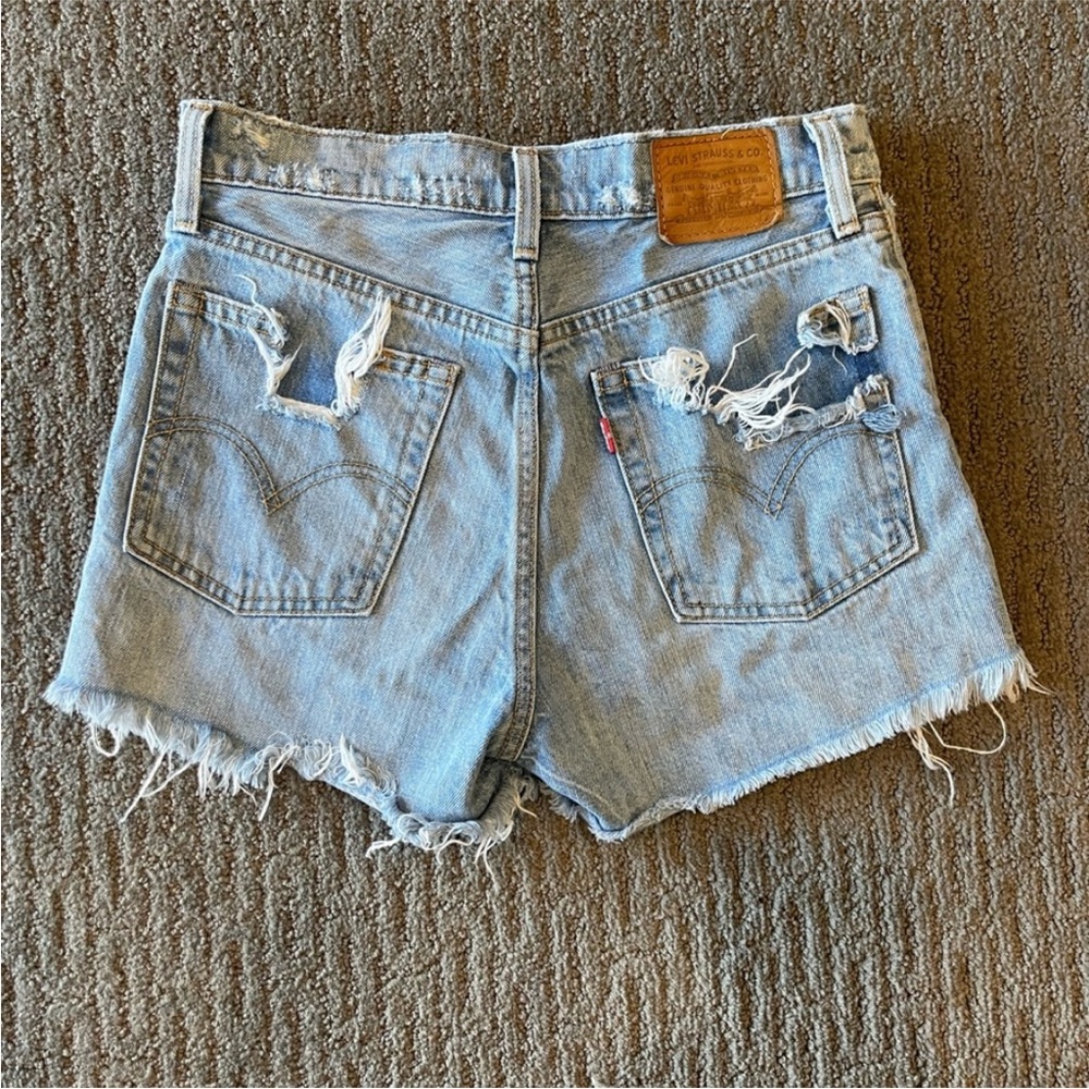 Levi’s Wedge Shorts vintage 501 jean high waisted distressed cut off jeans denim